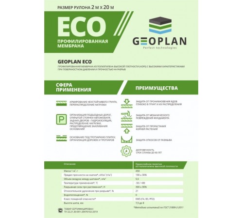 Мембрана профилированная Geoplan Eco