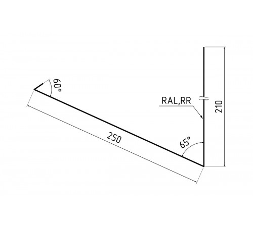 Планка примыкания верхняя к трубе 250х210 Pural RAL 7024 для фальцевой кровли