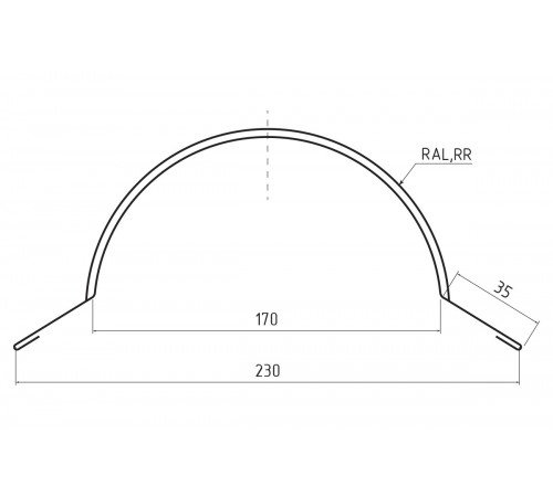 Четверник для конька полукруглого малого Pural RAL 9005