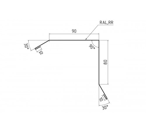 Планка торцевая (ветровая) 80х90 Pural RR-32