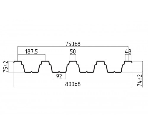 Профнастил кровельный Н-75 0.5 MAT RAL 5005