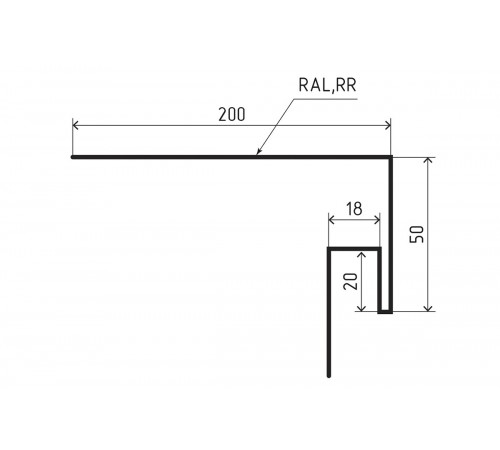 Околооконная фаска сложная (J-фаска) 50х50х200 для сайдинга MAT RAL 8019