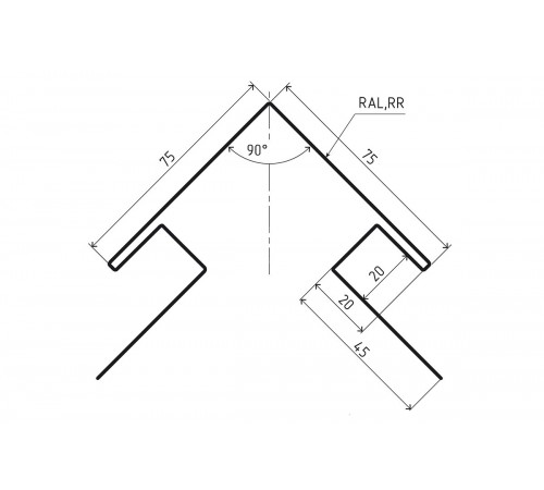 Угол сложный внешний 45х75х75х45 для сайдинга MAT RAL 8004