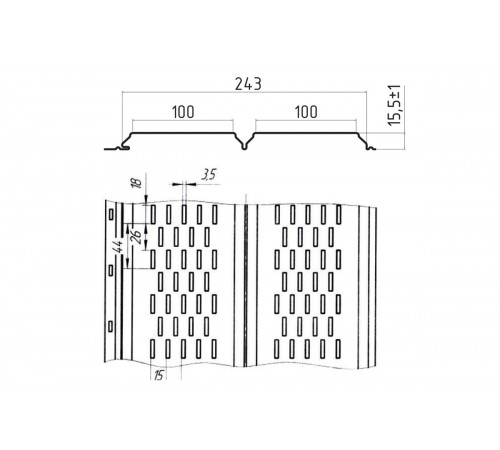 Софит металлический с перфорацией 0.5 MAT RAL 8004