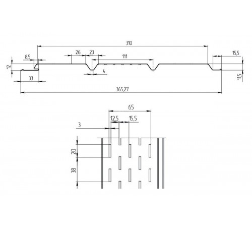 Софит PROFI с центральной перфорацией 0.5 MAT RAL 7024