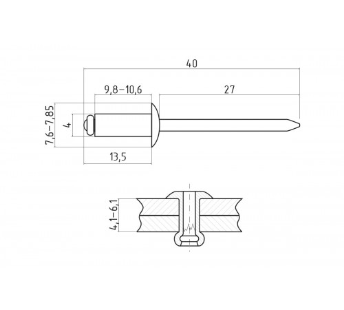 Заклепка 4.0х10 мм Полиэстер RAL 3009